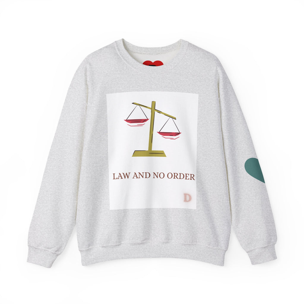 "Law & No Order" Graphic Sweatshirt – Bold Streetwear Statement, Rebellious Casual Wear, Edgy Unisex Crewneck