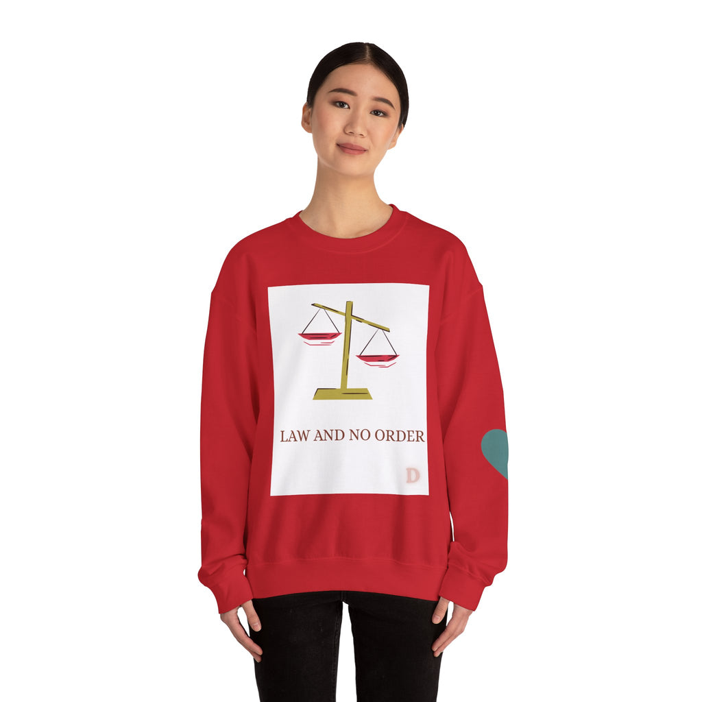 "Law & No Order" Graphic Sweatshirt – Bold Streetwear Statement, Rebellious Casual Wear, Edgy Unisex Crewneck