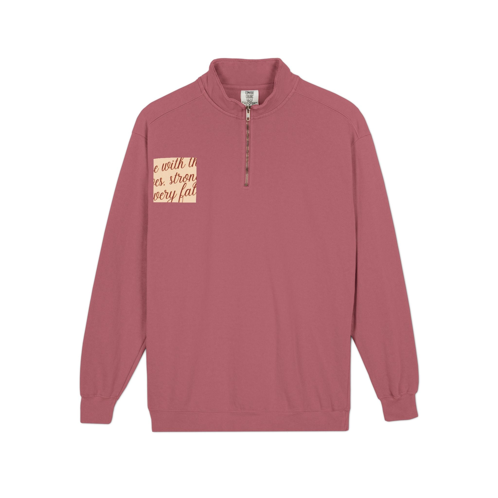 "Rise with the Leaves" Inspirational Quarter-Zip Sweatshirt – Stronger Every Fall Motivational Pullover, Unisex Autumn Growth Apparel