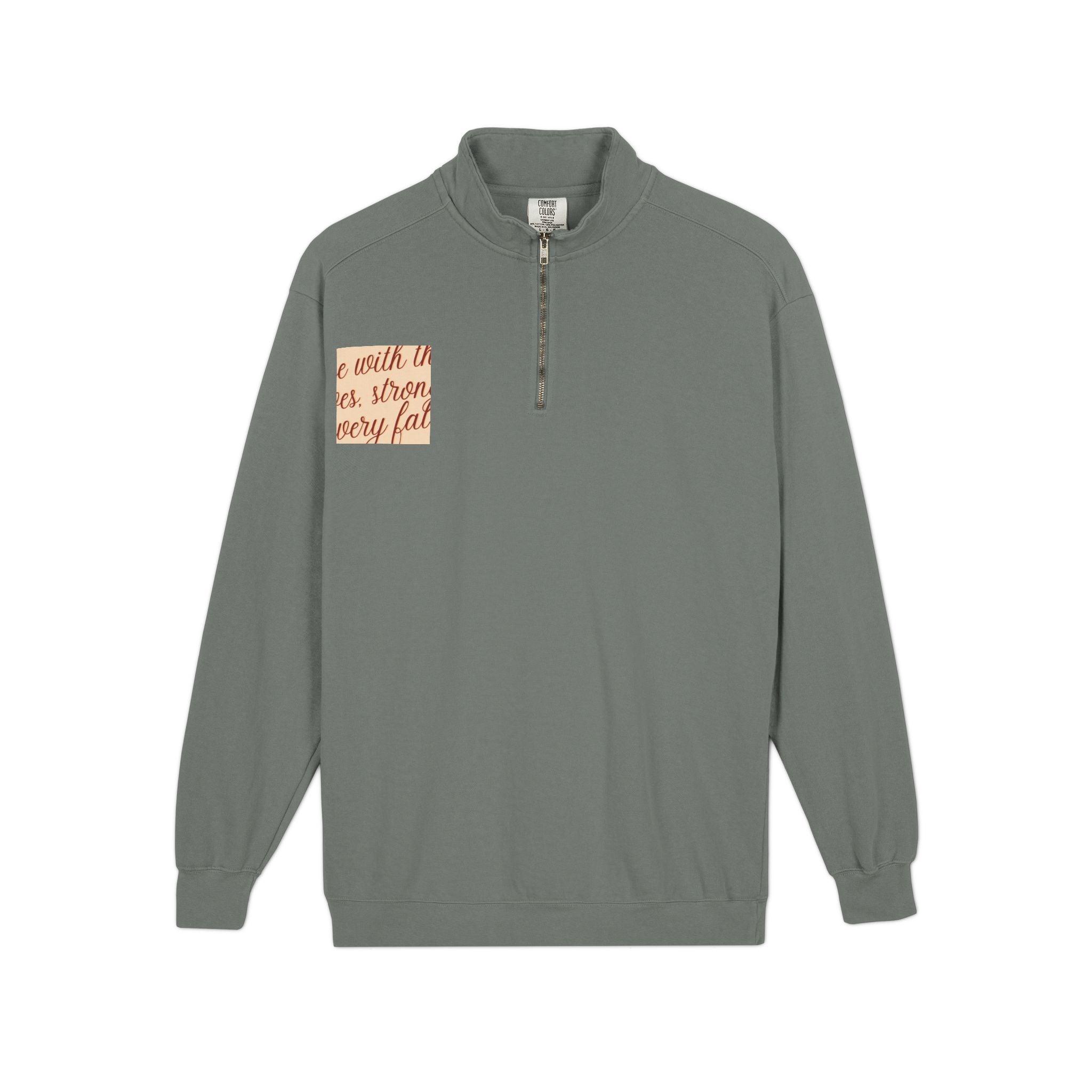 "Rise with the Leaves" Inspirational Quarter-Zip Sweatshirt – Stronger Every Fall Motivational Pullover, Unisex Autumn Growth Apparel