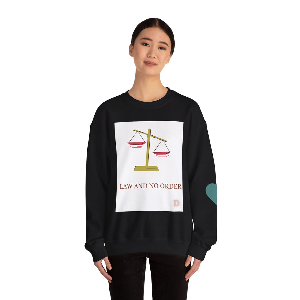 "Law & No Order" Graphic Sweatshirt – Bold Streetwear Statement, Rebellious Casual Wear, Edgy Unisex Crewneck