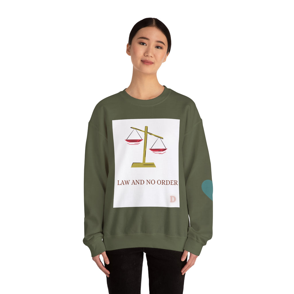 "Law & No Order" Graphic Sweatshirt – Bold Streetwear Statement, Rebellious Casual Wear, Edgy Unisex Crewneck