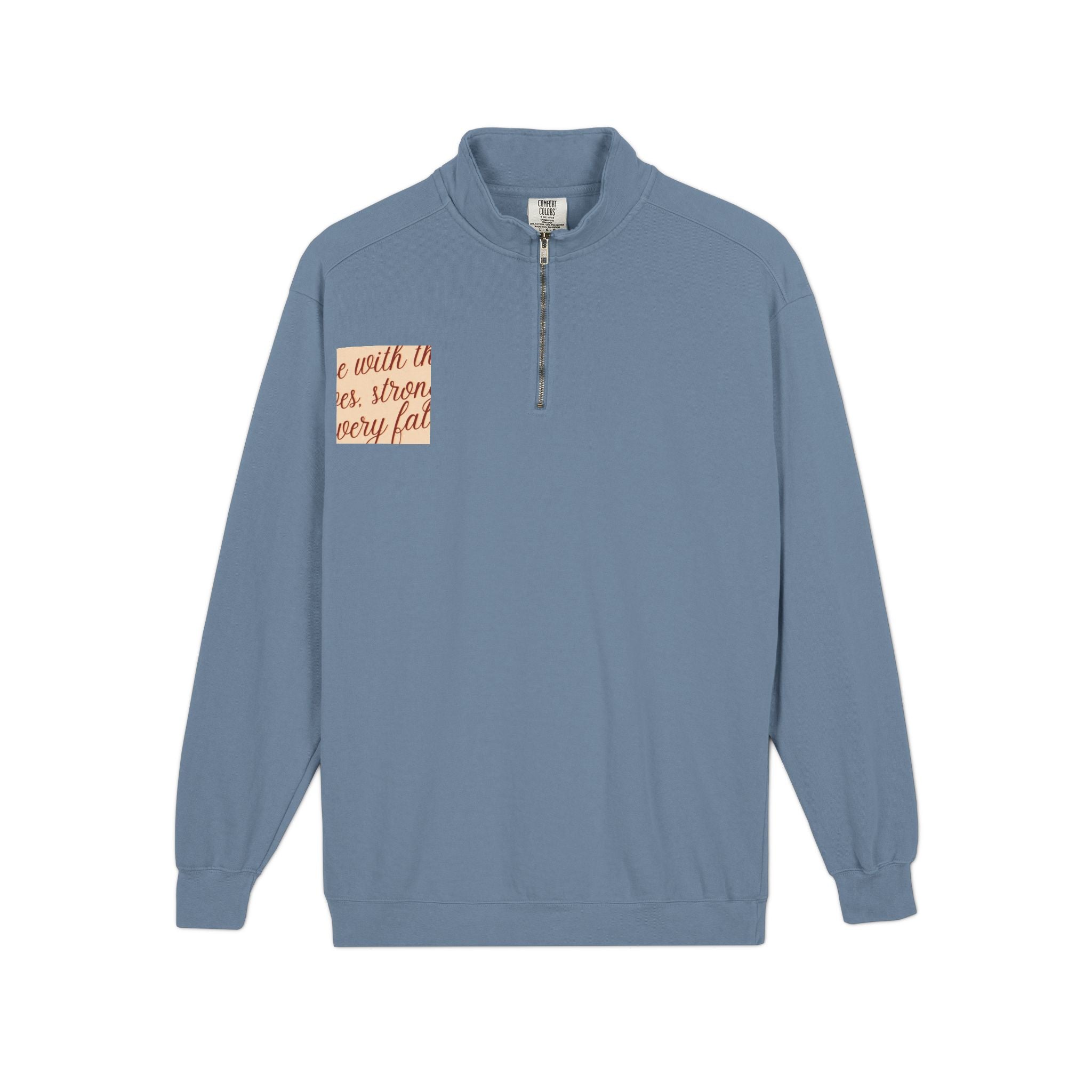 "Rise with the Leaves" Inspirational Quarter-Zip Sweatshirt – Stronger Every Fall Motivational Pullover, Unisex Autumn Growth Apparel
