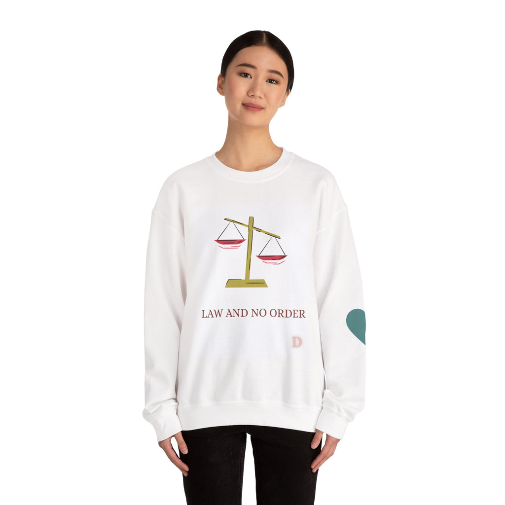 "Law & No Order" Graphic Sweatshirt – Bold Streetwear Statement, Rebellious Casual Wear, Edgy Unisex Crewneck
