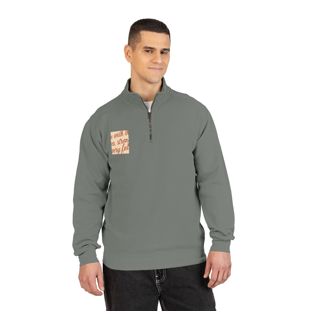 "Rise with the Leaves" Inspirational Quarter-Zip Sweatshirt – Stronger Every Fall Motivational Pullover, Unisex Autumn Growth Apparel