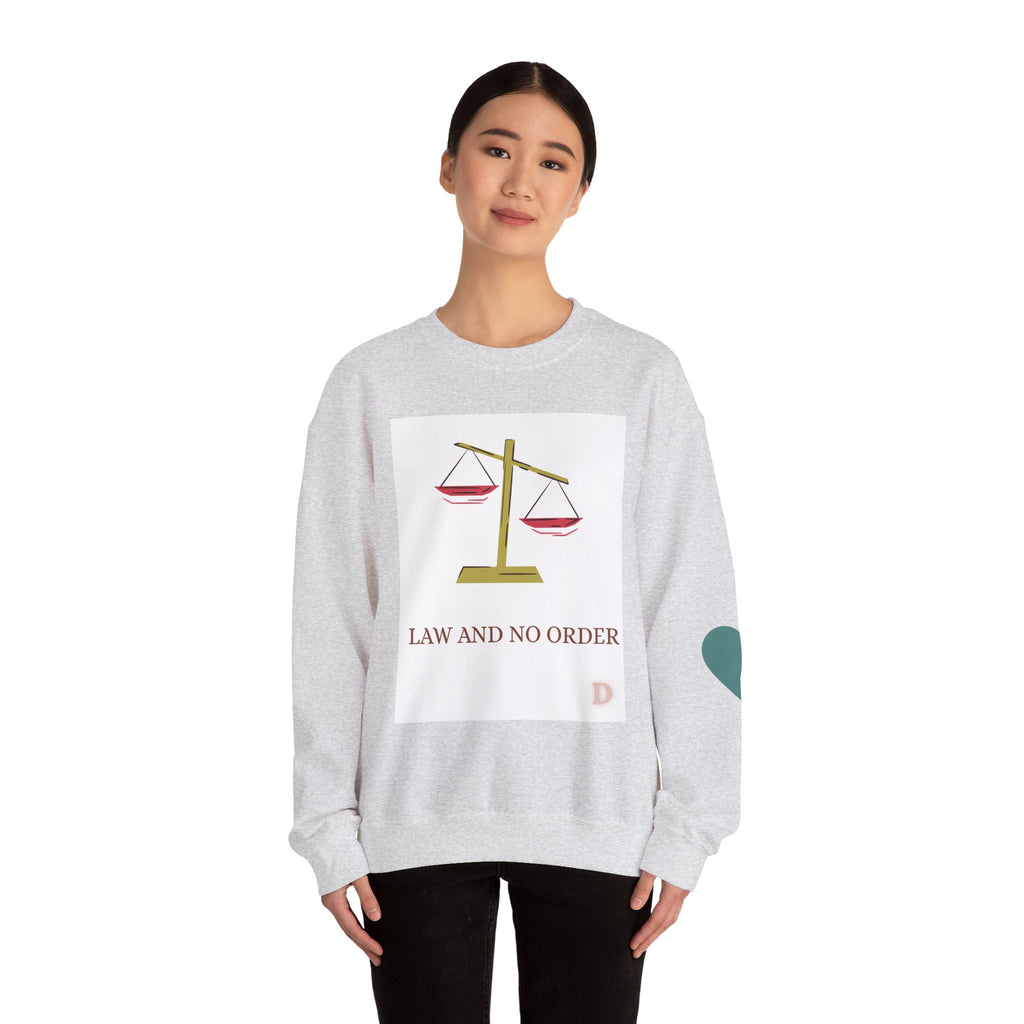 "Law & No Order" Graphic Sweatshirt – Bold Streetwear Statement, Rebellious Casual Wear, Edgy Unisex Crewneck