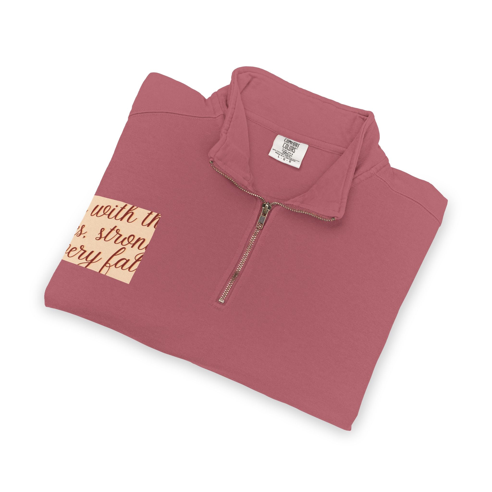 "Rise with the Leaves" Inspirational Quarter-Zip Sweatshirt – Stronger Every Fall Motivational Pullover, Unisex Autumn Growth Apparel