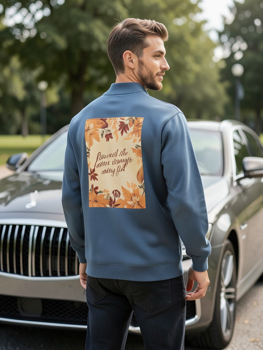 "Rise with the Leaves" Inspirational Quarter-Zip Sweatshirt – Stronger Every Fall Motivational Pullover, Unisex Autumn Growth Apparel