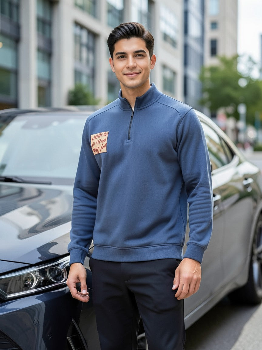 "Rise with the Leaves" Inspirational Quarter-Zip Sweatshirt – Stronger Every Fall Motivational Pullover, Unisex Autumn Growth Apparel
