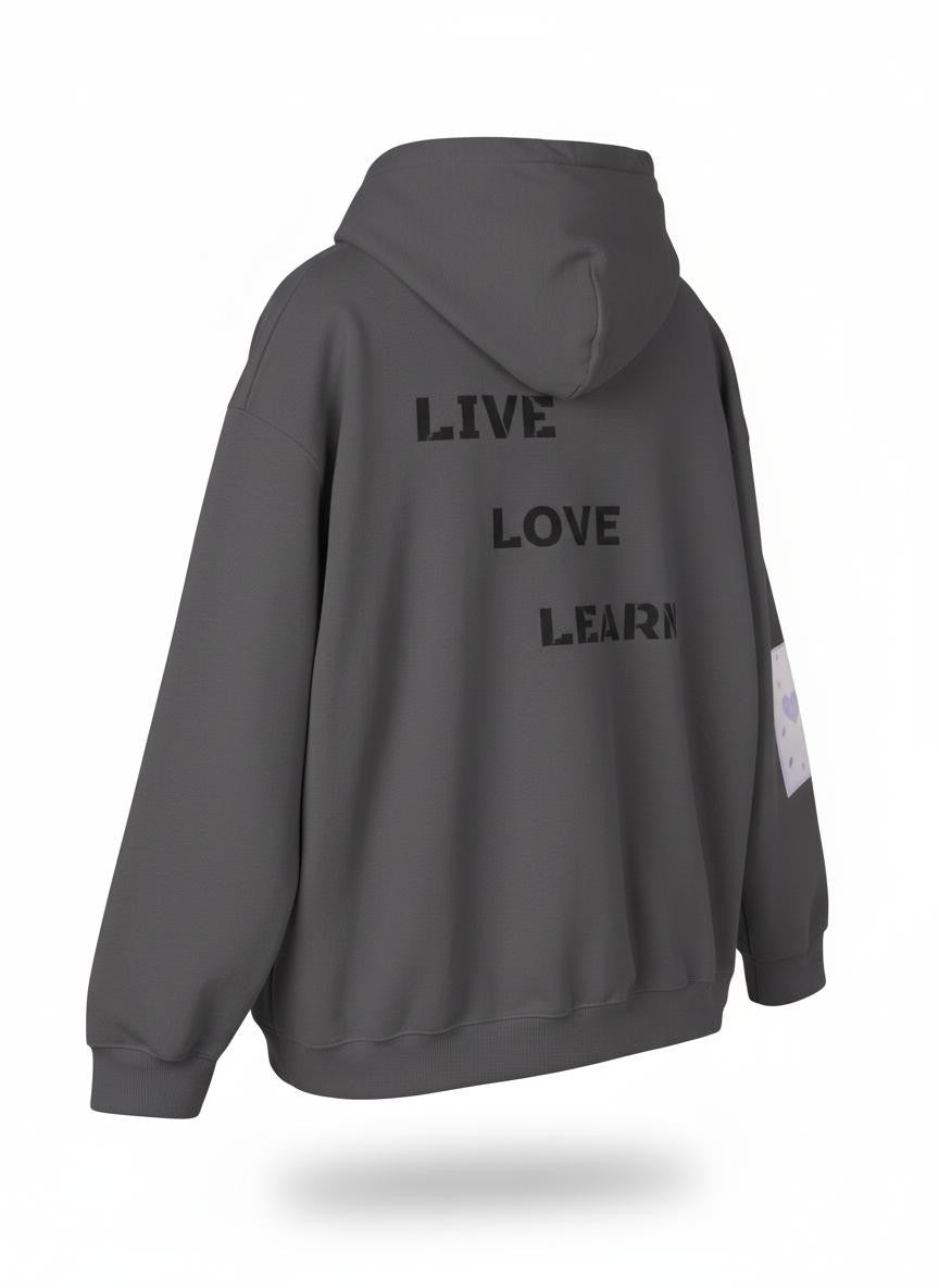 Live Love Learn Inspirational Hoodie – Minimalist Motivational Pullover, Cozy Unisex Hoodie, Positive Mindset Streetwear