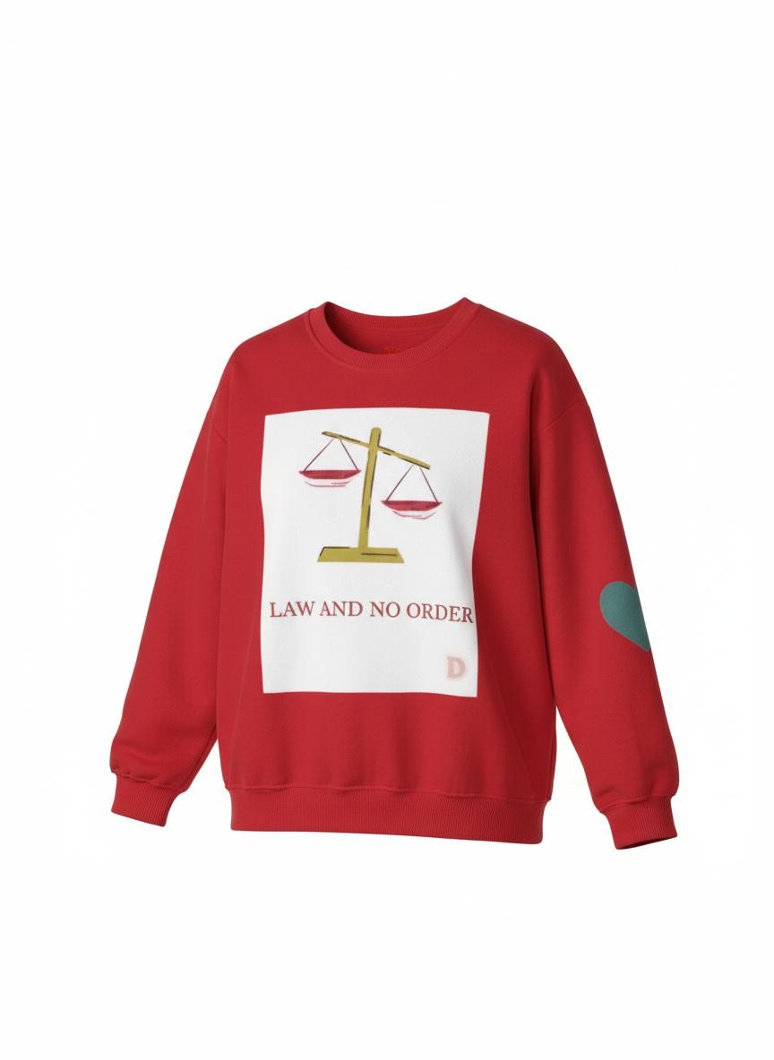 "Law & No Order" Graphic Sweatshirt – Bold Streetwear Statement, Rebellious Casual Wear, Edgy Unisex Crewneck