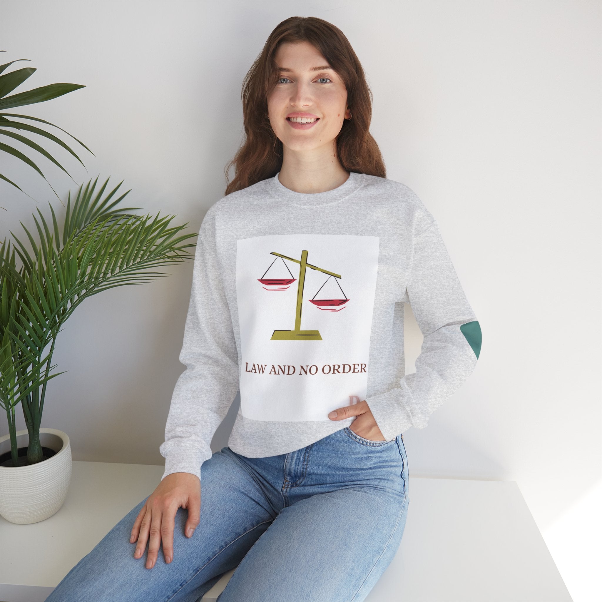 "Law & No Order" Graphic Sweatshirt – Bold Streetwear Statement, Rebellious Casual Wear, Edgy Unisex Crewneck