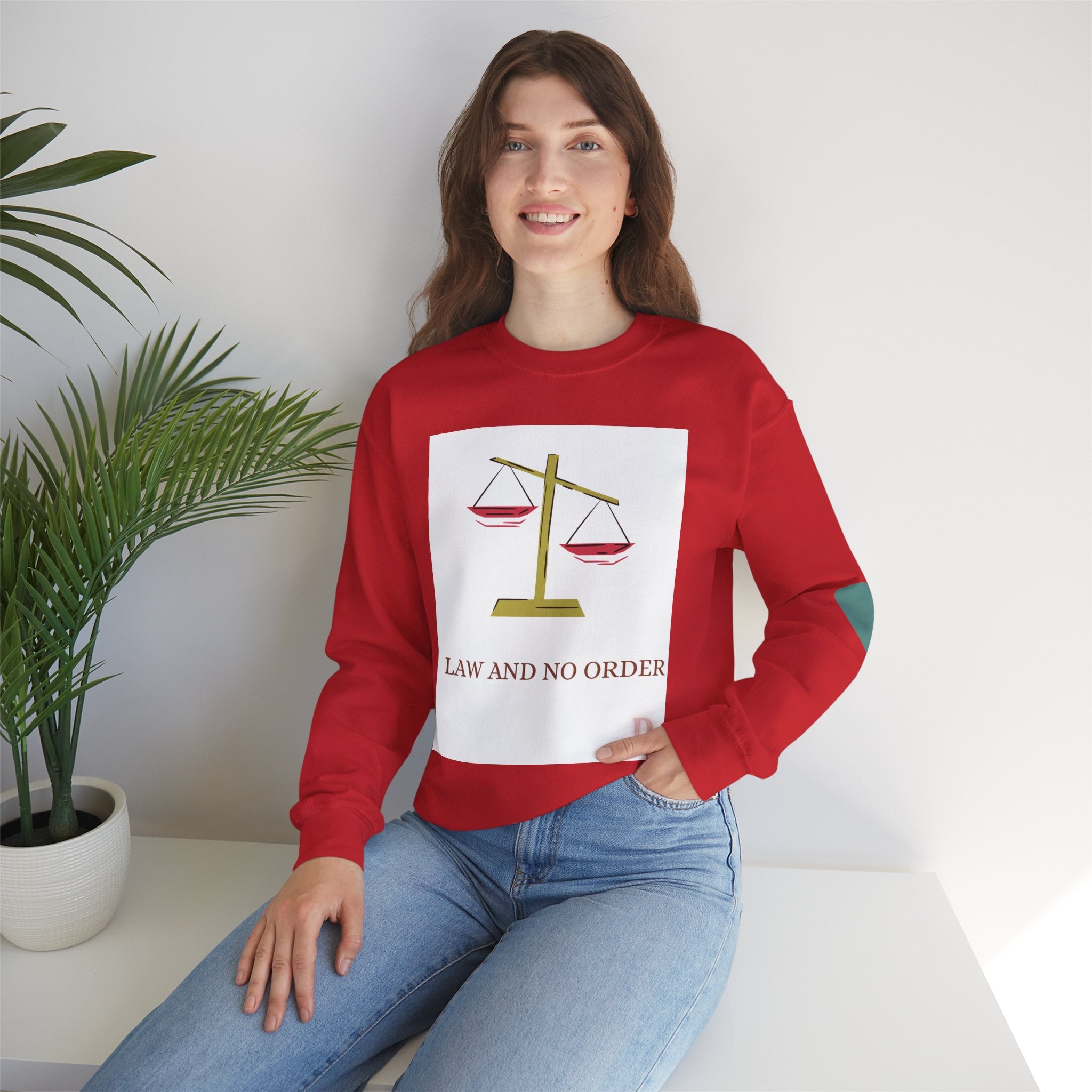 "Law & No Order" Graphic Sweatshirt – Bold Streetwear Statement, Rebellious Casual Wear, Edgy Unisex Crewneck