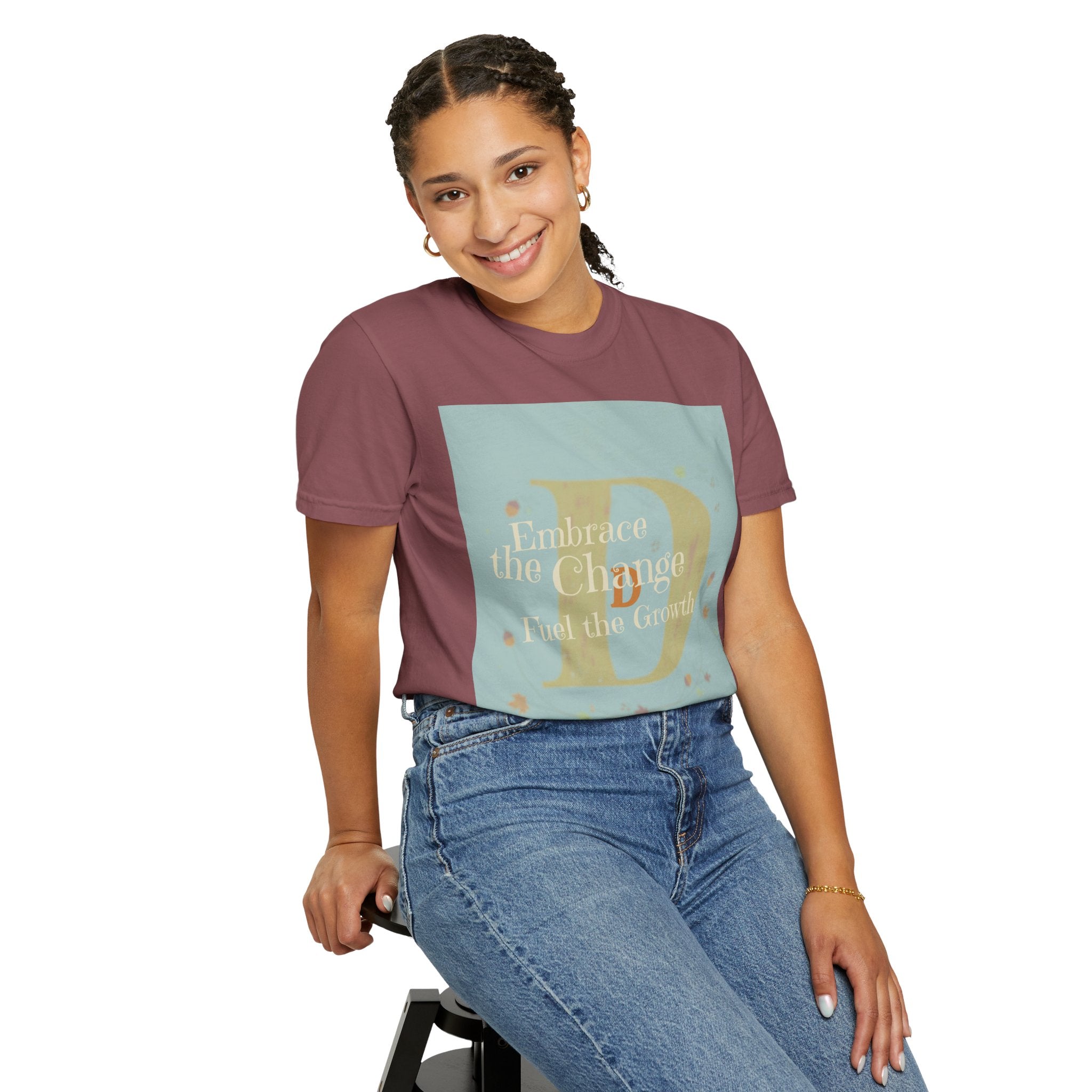 "Embrace the Change, Fuel the Growth" Garment-Dyed T-Shirt – Inspirational Motivational Tee, Vintage Style Unisex Shirt, Self-Growth Apparel