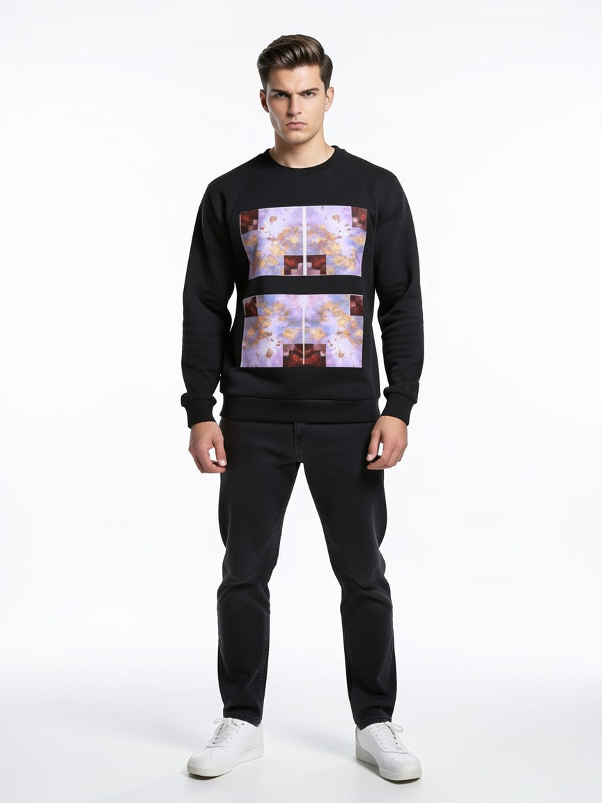 "Vivid Harmony" Unisex French Terry Crewneck – Bright Artistic Design, Colorful Graphic Sweatshirt, Wearable Art