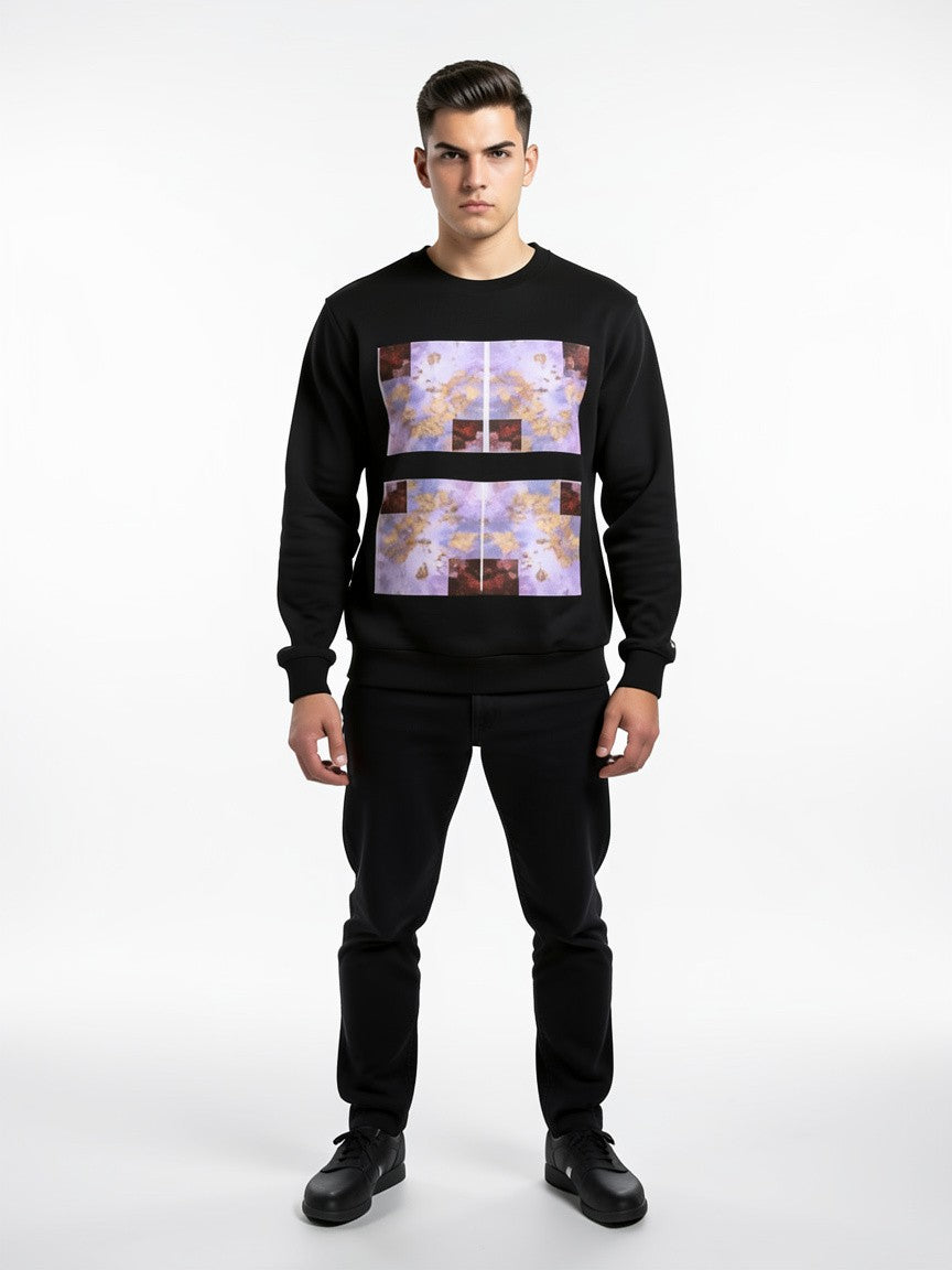"Vivid Harmony" Unisex French Terry Crewneck – Bright Artistic Design, Colorful Graphic Sweatshirt, Wearable Art