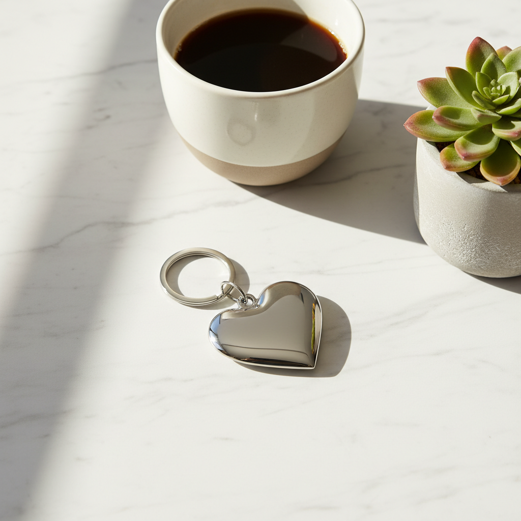 Heart Keychain Flatlay