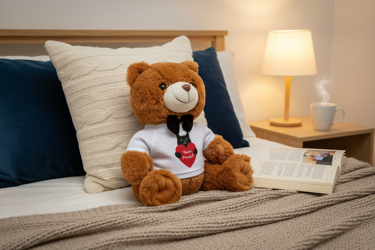 You Are Purrfect teddy bear as bedroom decor
